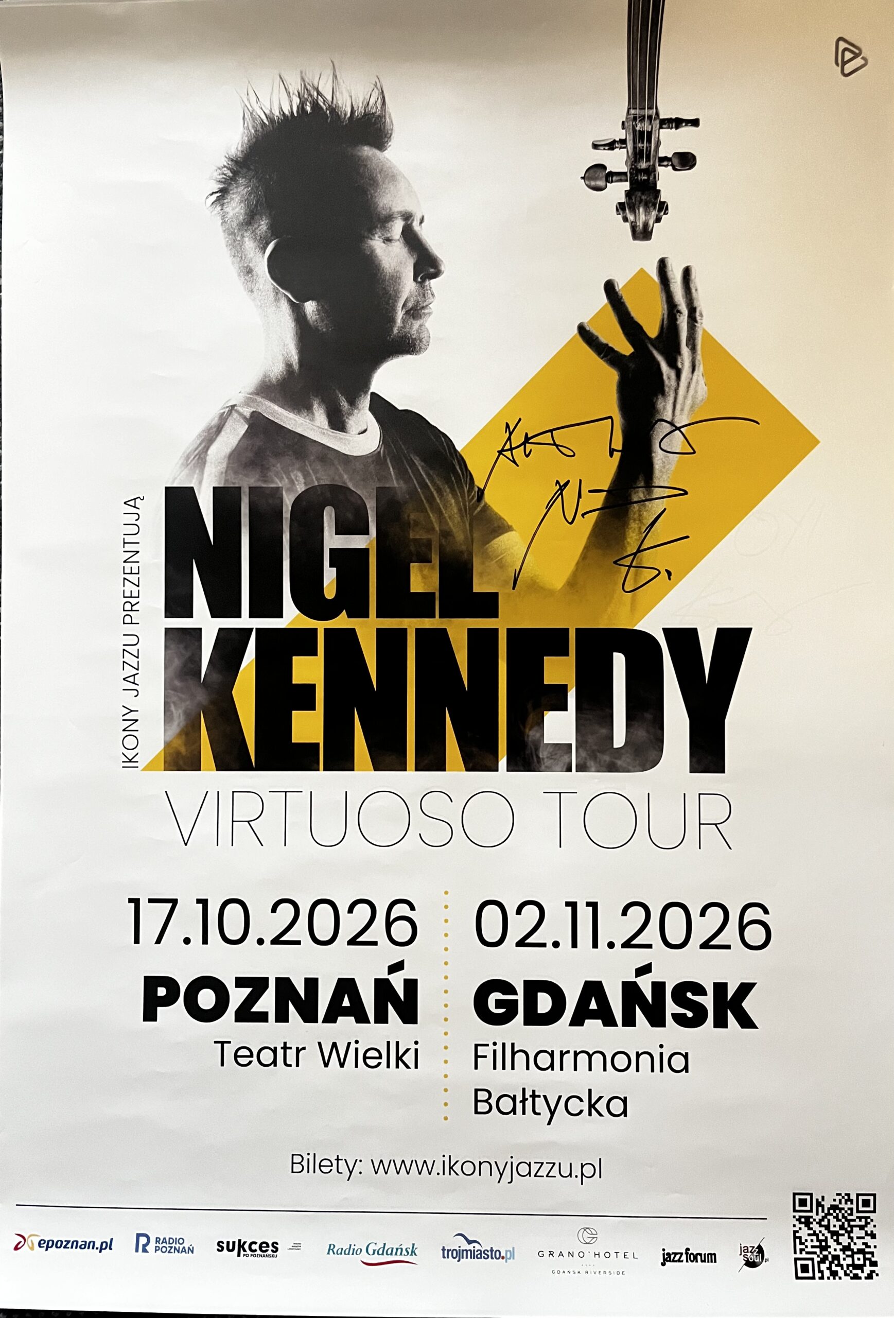 Oryginalnie podpisany plakat koncertowy NIGEL KENNEDY